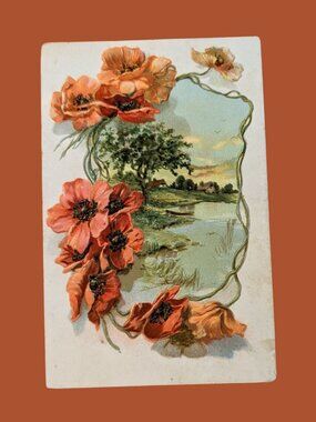 10/$25 Antique 1909 Marked Used Golden Age Floral Embossed Postcard